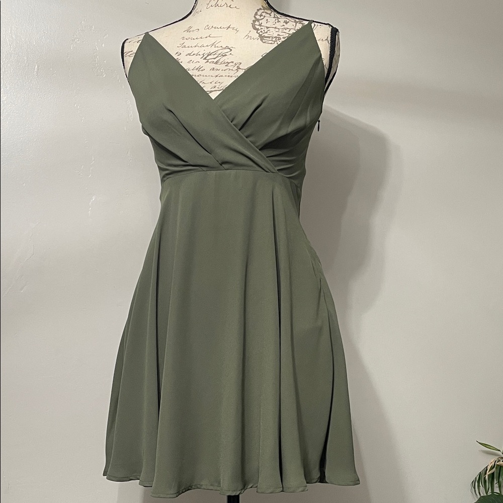 XS Express Olive Green Mini Dress
